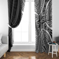 Hibiscus With Black Austronesian Tattoo Pattern Window Curtain LT05 - Polynesian Pride
