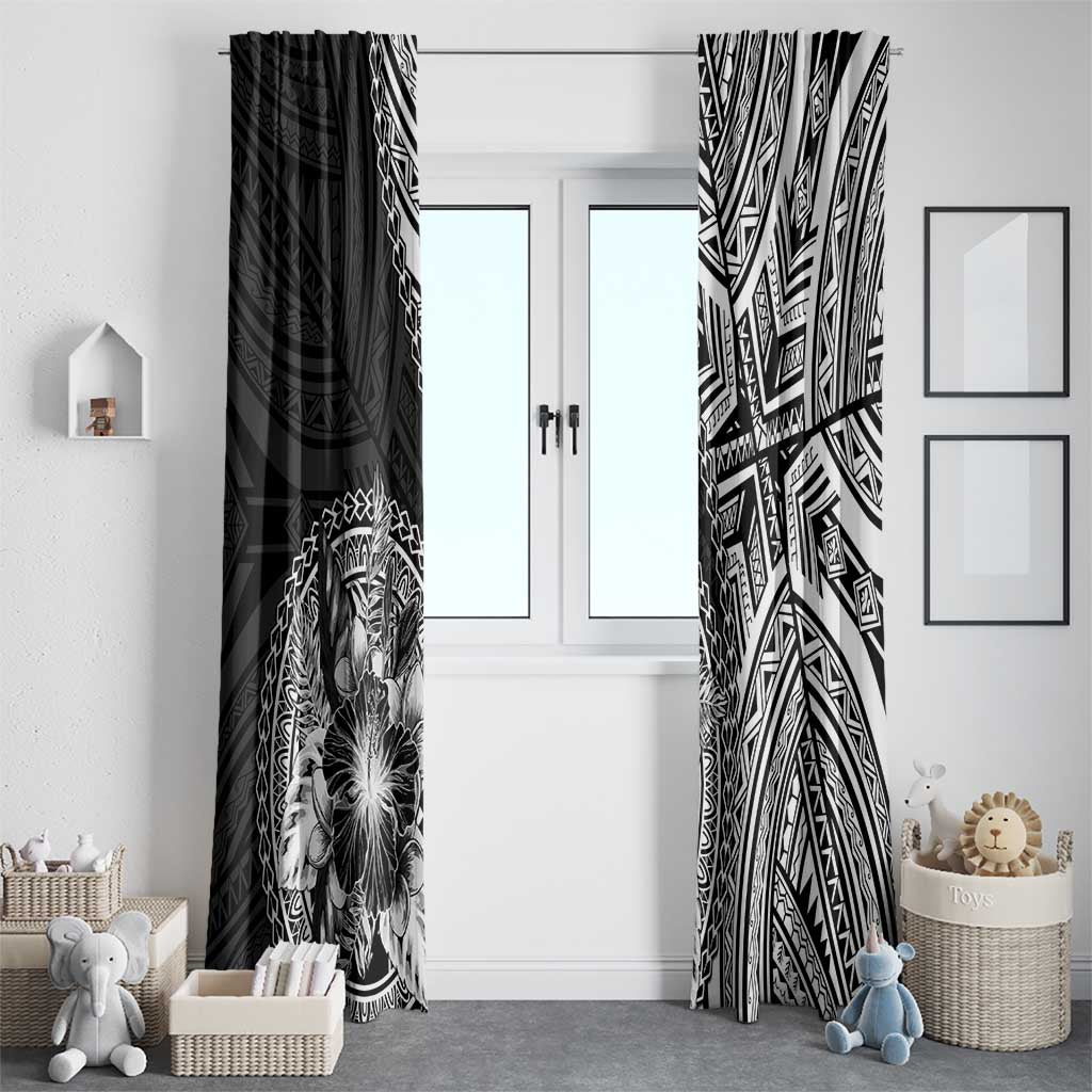 Hibiscus With Black Austronesian Tattoo Pattern Window Curtain LT05 - Polynesian Pride