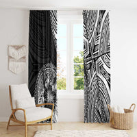 Hibiscus With Black Austronesian Tattoo Pattern Window Curtain LT05 - Polynesian Pride