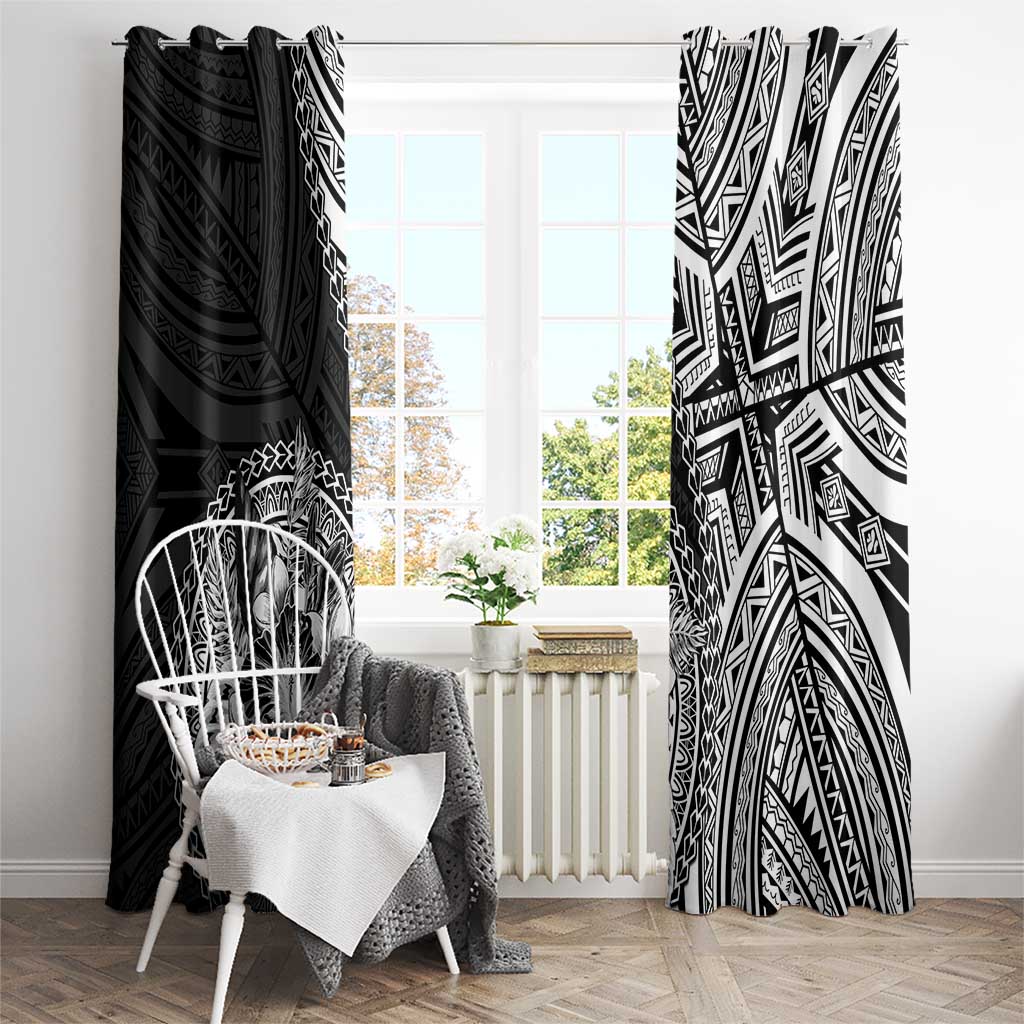 Hibiscus With Black Austronesian Tattoo Pattern Window Curtain LT05 - Polynesian Pride