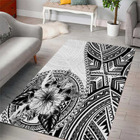 Hibiscus With White Austronesian Tattoo Pattern Area Rug LT05 - Polynesian Pride