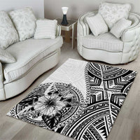 Hibiscus With White Austronesian Tattoo Pattern Area Rug LT05 - Polynesian Pride