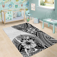 Hibiscus With White Austronesian Tattoo Pattern Area Rug LT05 - Polynesian Pride