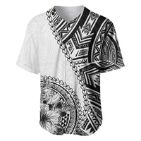 Hibiscus With White Austronesian Tattoo Pattern Baseball Jersey LT05 White - Polynesian Pride