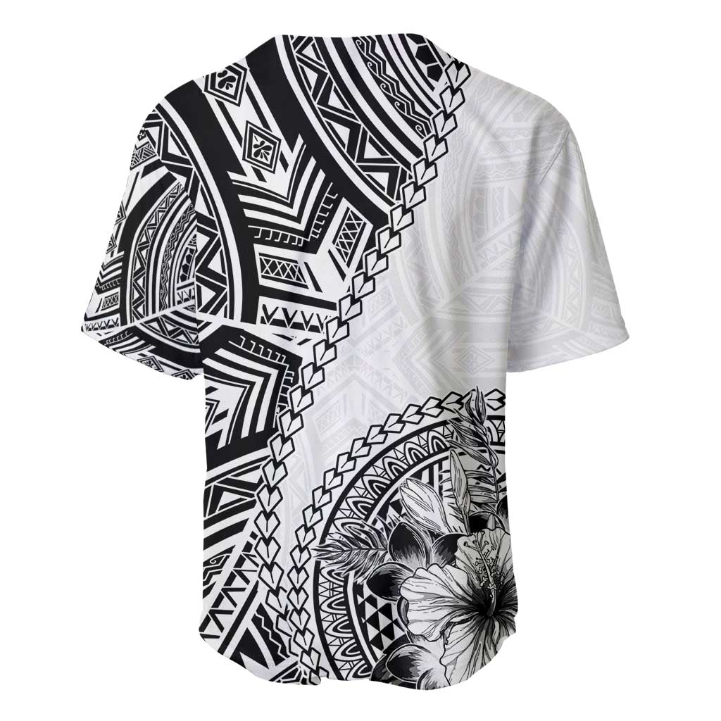 Hibiscus With White Austronesian Tattoo Pattern Baseball Jersey LT05 - Polynesian Pride