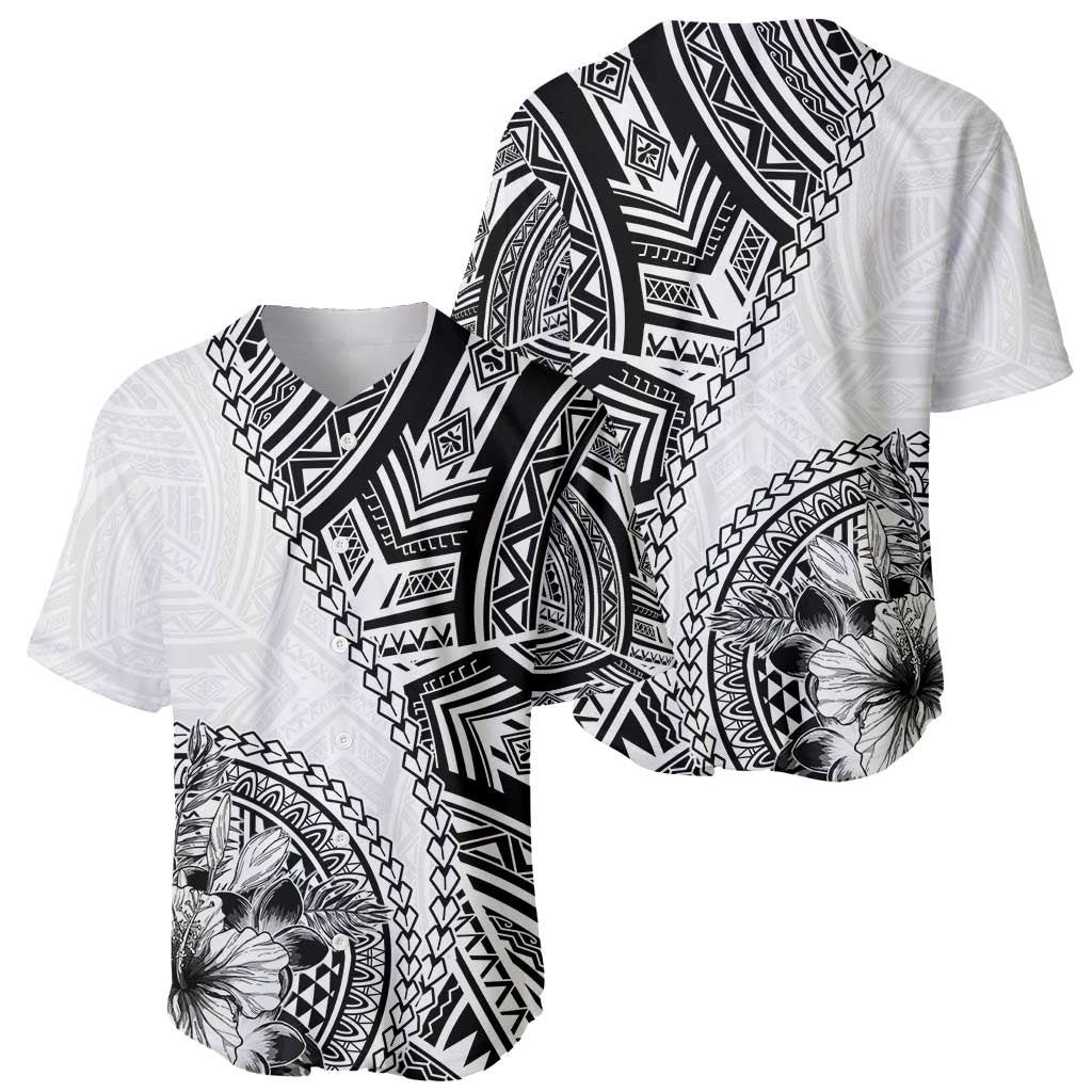 Hibiscus With White Austronesian Tattoo Pattern Baseball Jersey LT05 - Polynesian Pride