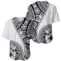 Hibiscus With White Austronesian Tattoo Pattern Baseball Jersey LT05 - Polynesian Pride