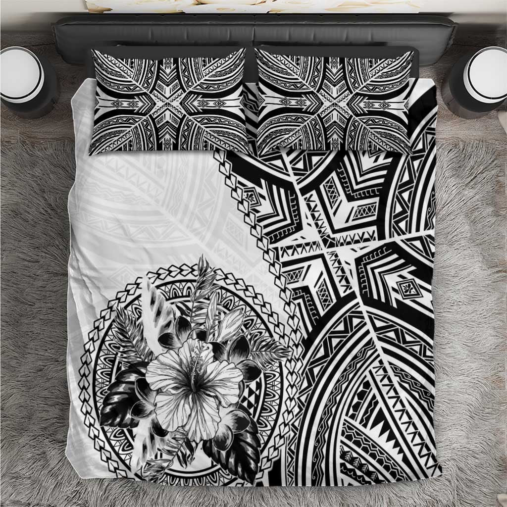 Hibiscus With White Austronesian Tattoo Pattern Bedding Set - Polynesian Pride