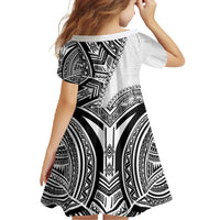 Hibiscus With White Austronesian Tattoo Pattern Family Matching Long Sleeve Bodycon Dress and Hawaiian Shirt LT05 - Polynesian Pride