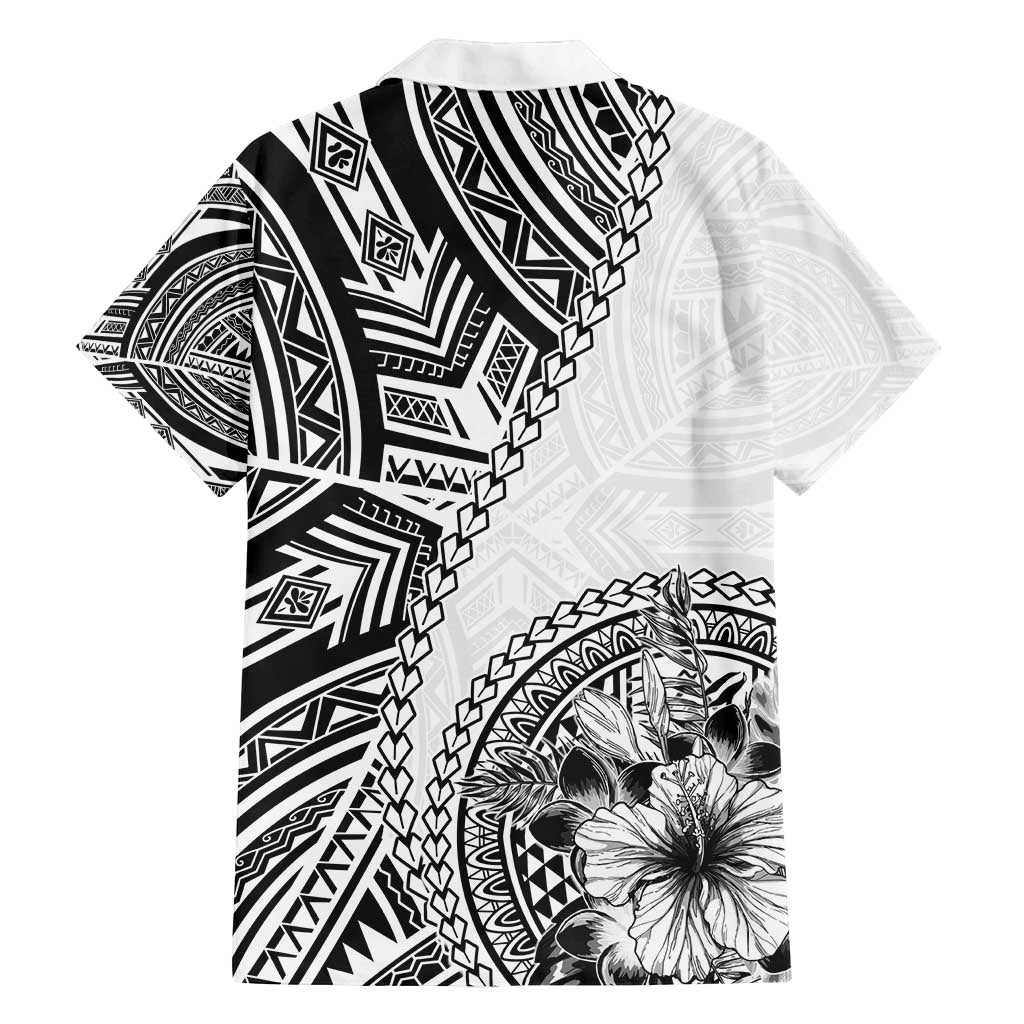 Hibiscus With White Austronesian Tattoo Pattern Family Matching Off Shoulder Maxi Dress and Hawaiian Shirt - Polynesian Pride