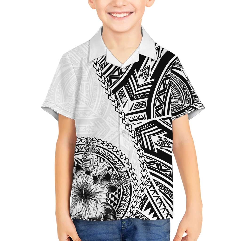 Hibiscus With White Austronesian Tattoo Pattern Family Matching Summer Maxi Dress and Hawaiian Shirt - Polynesian Pride