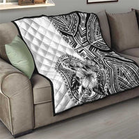 Hibiscus With White Austronesian Tattoo Pattern Quilt LT05 - Polynesian Pride