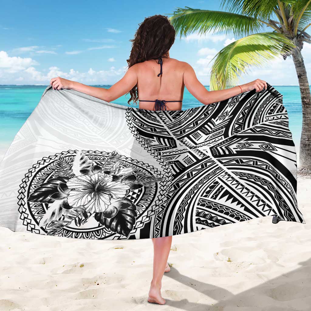 Hibiscus With White Austronesian Tattoo Pattern Sarong LT05 - Polynesian Pride