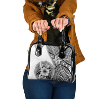 Hibiscus With White Austronesian Tattoo Pattern Shoulder Handbag LT05 One Size White - Polynesian Pride