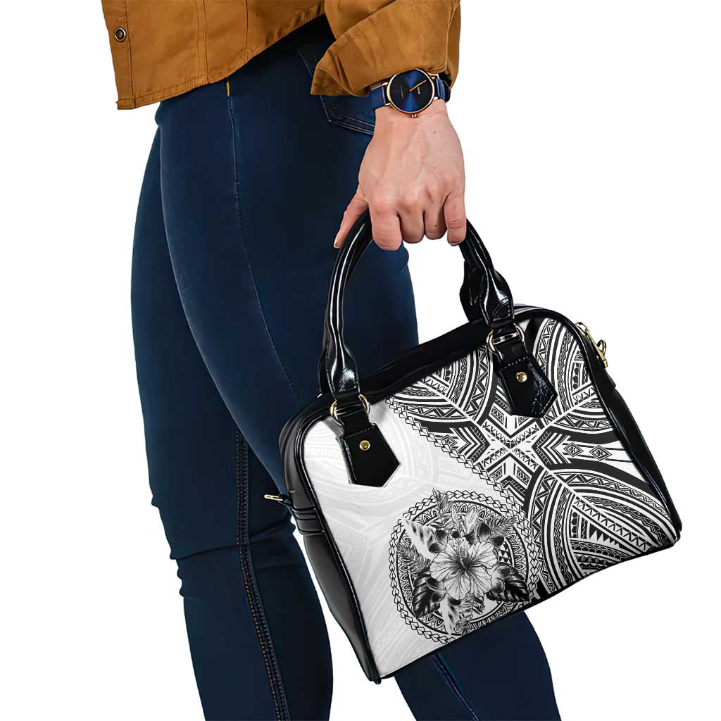 Hibiscus With White Austronesian Tattoo Pattern Shoulder Handbag LT05 - Polynesian Pride