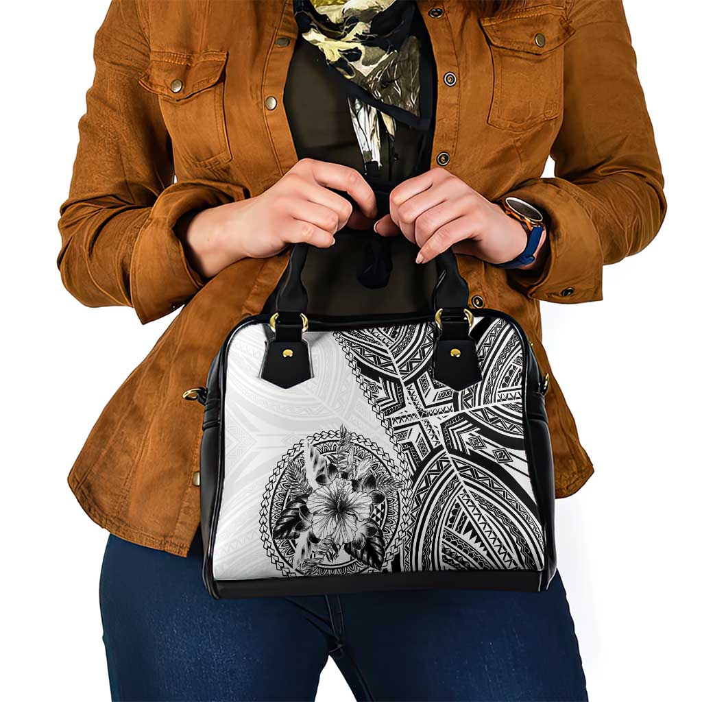 Hibiscus With White Austronesian Tattoo Pattern Shoulder Handbag LT05 - Polynesian Pride