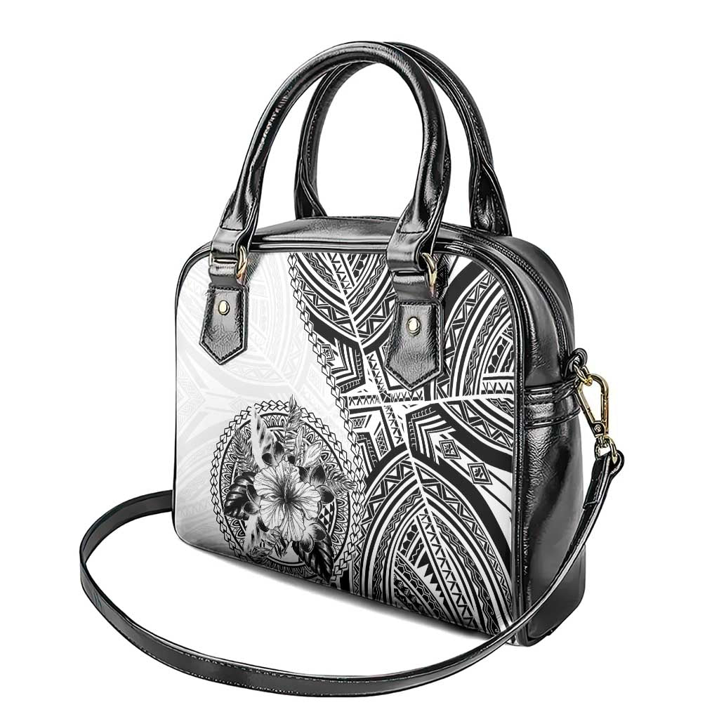 Hibiscus With White Austronesian Tattoo Pattern Shoulder Handbag LT05 - Polynesian Pride