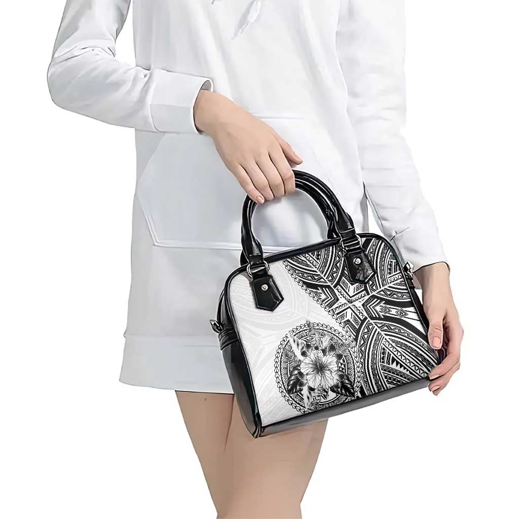 Hibiscus With White Austronesian Tattoo Pattern Shoulder Handbag LT05 - Polynesian Pride