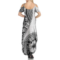 Hibiscus With White Austronesian Tattoo Pattern Summer Maxi Dress - Polynesian Pride