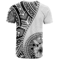 Hibiscus With White Austronesian Tattoo Pattern T Shirt LT05 - Polynesian Pride