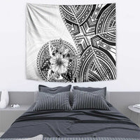 Hibiscus With White Austronesian Tattoo Pattern Tapestry - Polynesian Pride