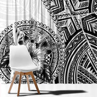 Hibiscus With White Austronesian Tattoo Pattern Window Curtain LT05 - Polynesian Pride