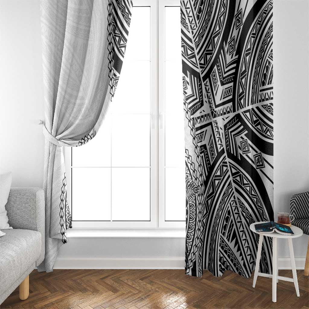 Hibiscus With White Austronesian Tattoo Pattern Window Curtain LT05 - Polynesian Pride