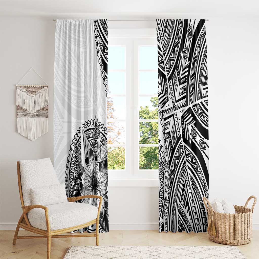Hibiscus With White Austronesian Tattoo Pattern Window Curtain LT05 - Polynesian Pride