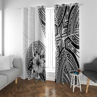Hibiscus With White Austronesian Tattoo Pattern Window Curtain LT05 With Grommets White - Polynesian Pride