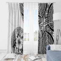Hibiscus With White Austronesian Tattoo Pattern Window Curtain LT05 - Polynesian Pride