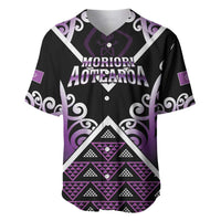 Personalised Aotearoa Moriori Baseball Jersey Maori Pattern New Zealand LT05 Purple - Polynesian Pride