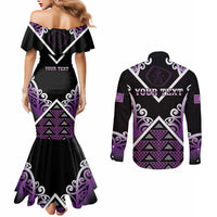 Personalised Aotearoa Moriori Couples Matching Mermaid Dress and Long Sleeve Button Shirt Maori Pattern New Zealand LT05 - Polynesian Pride