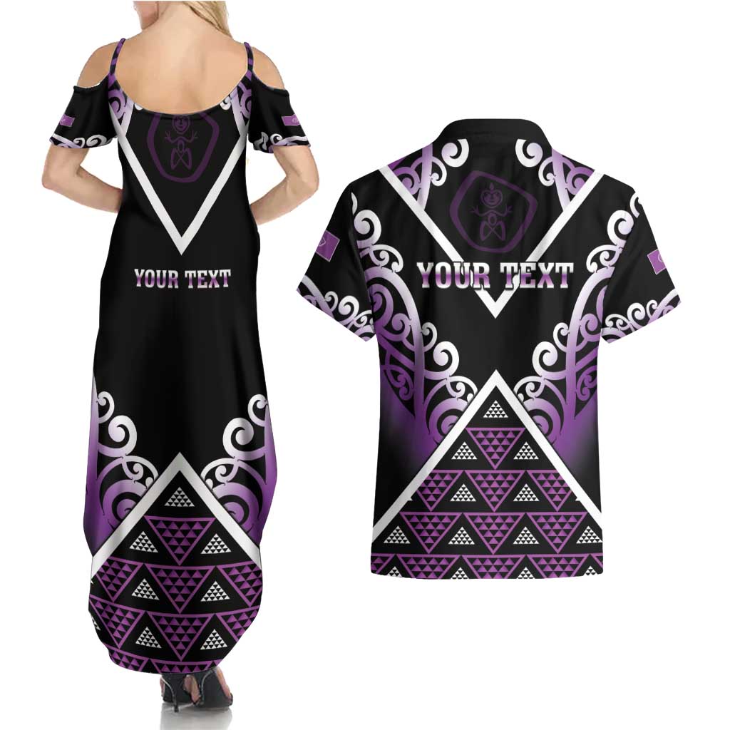 Personalised Aotearoa Moriori Couples Matching Summer Maxi Dress and Hawaiian Shirt Maori Pattern New Zealand LT05 - Polynesian Pride