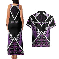 Personalised Aotearoa Moriori Couples Matching Tank Maxi Dress and Hawaiian Shirt Maori Pattern New Zealand LT05 - Polynesian Pride