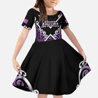 Personalised Aotearoa Moriori Family Matching Mermaid Dress and Hawaiian Shirt Maori Pattern New Zealand LT05 Daughter's Dress Purple - Polynesian Pride