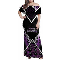 Personalised Aotearoa Moriori Family Matching Off Shoulder Maxi Dress and Hawaiian Shirt Maori Pattern New Zealand - Polynesian Pride