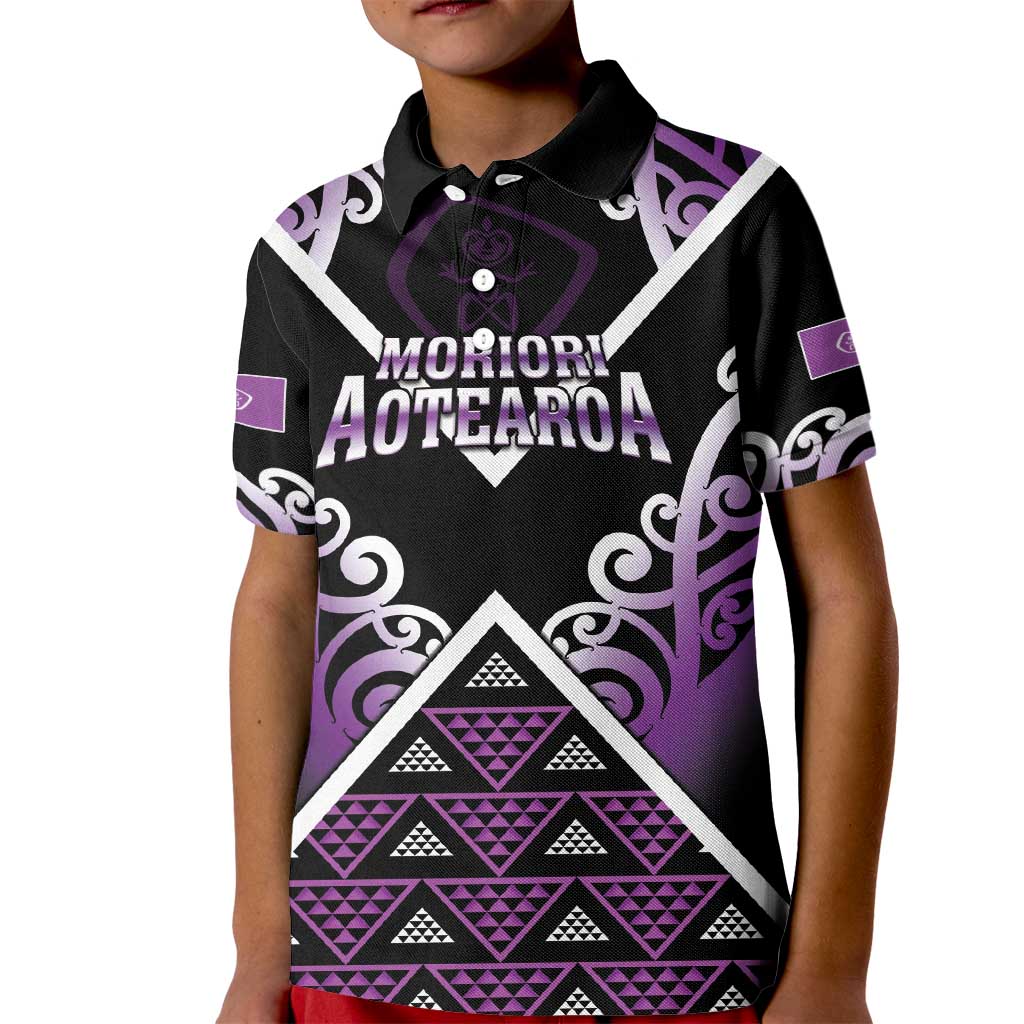Personalised Aotearoa Moriori Kid Polo Shirt Maori Pattern New Zealand LT05 Kid Purple - Polynesian Pride