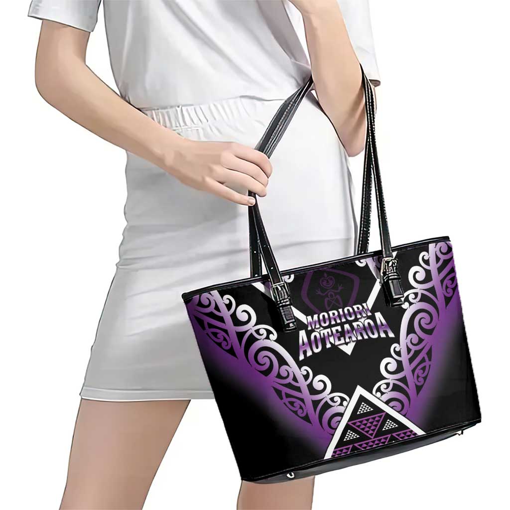 Aotearoa Moriori Leather Tote Bag Maori Pattern New Zealand LT05 - Polynesian Pride