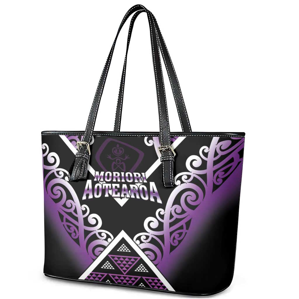 Aotearoa Moriori Leather Tote Bag Maori Pattern New Zealand LT05 - Polynesian Pride