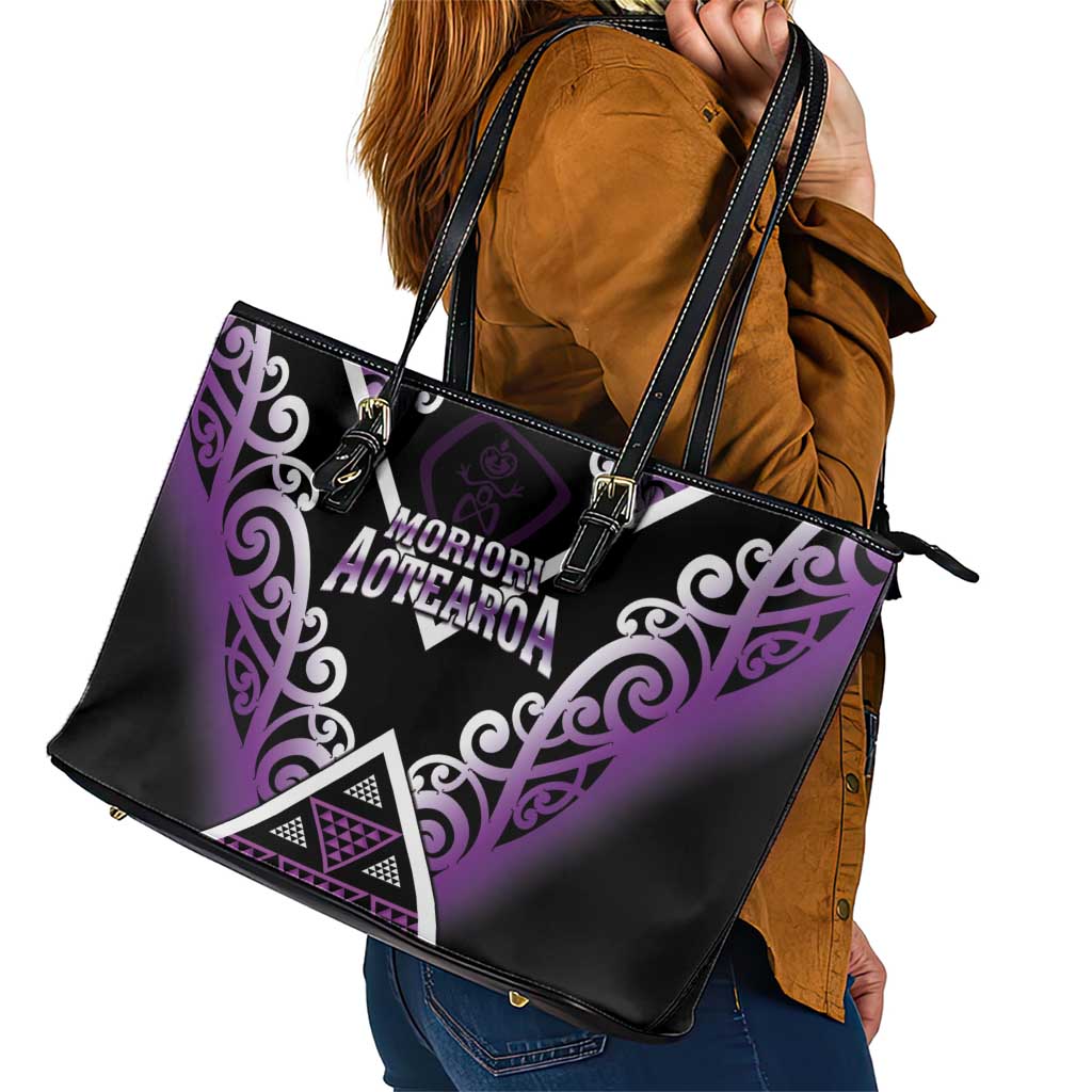 Aotearoa Moriori Leather Tote Bag Maori Pattern New Zealand LT05 - Polynesian Pride