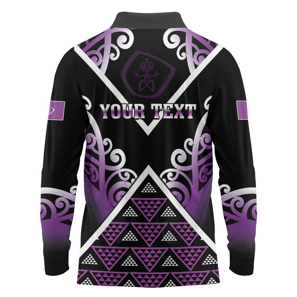 Personalised Aotearoa Moriori Long Sleeve Polo Shirt Maori Pattern New Zealand - Polynesian Pride