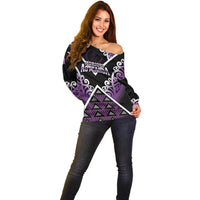 Personalised Aotearoa Moriori Off Shoulder Sweater Maori Pattern New Zealand - Polynesian Pride