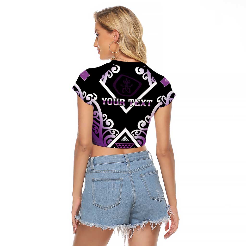 Personalised Aotearoa Moriori Raglan Cropped T Shirt Maori Pattern New Zealand LT05 - Polynesian Pride