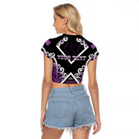 Personalised Aotearoa Moriori Raglan Cropped T Shirt Maori Pattern New Zealand LT05 - Polynesian Pride