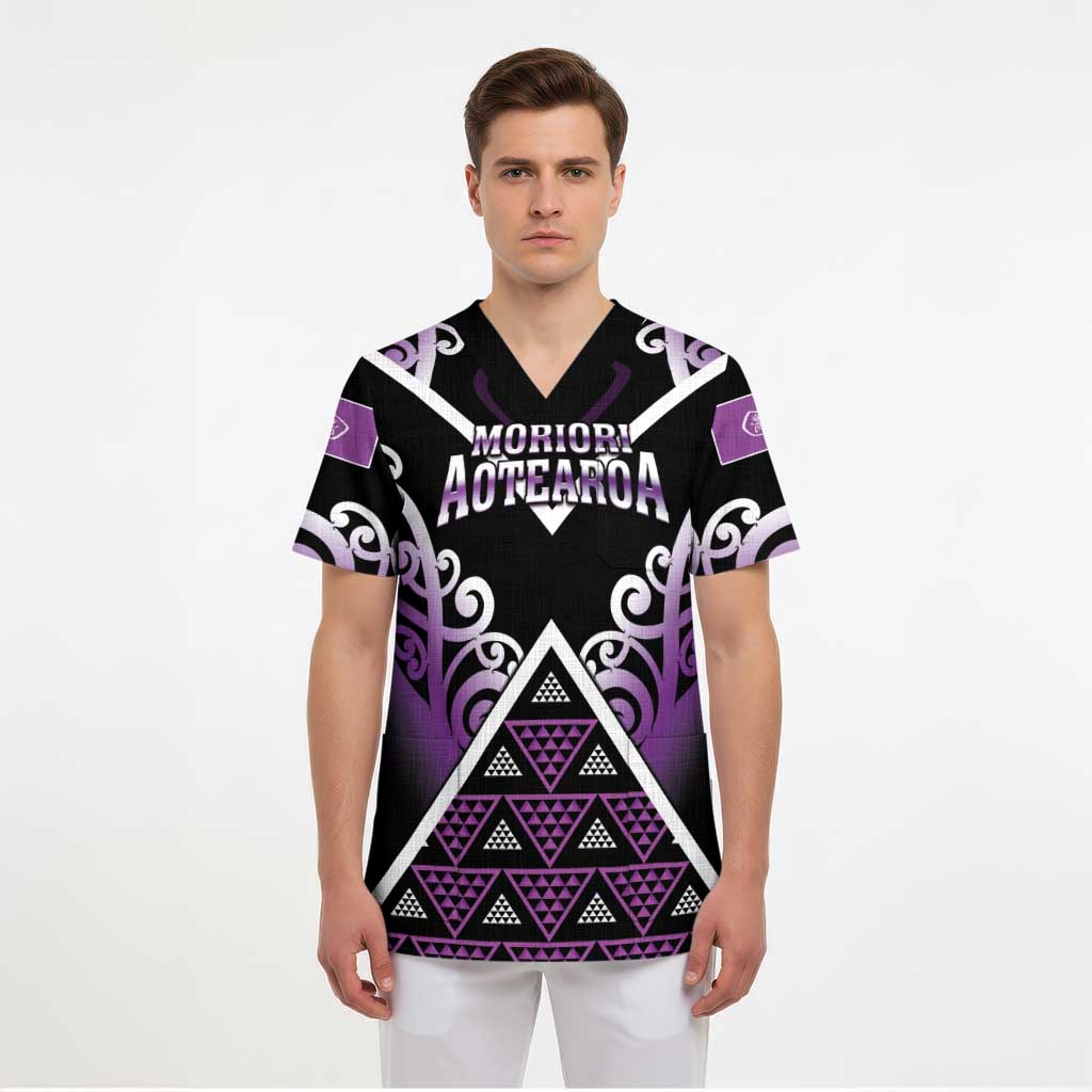 Personalised Aotearoa Moriori Scrub Top Maori Pattern New Zealand - Polynesian Pride