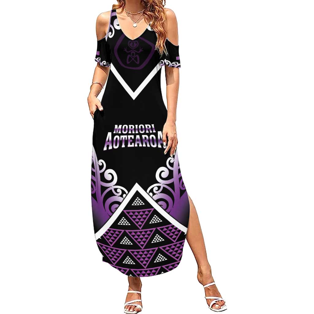 Personalised Aotearoa Moriori Summer Maxi Dress Maori Pattern New Zealand - Polynesian Pride