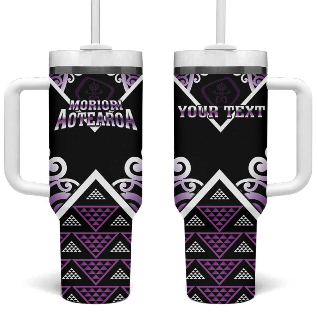 Personalised Aotearoa Moriori Tumbler With Handle Maori Pattern New Zealand LT05 One Size: 40 oz Purple - Polynesian Pride
