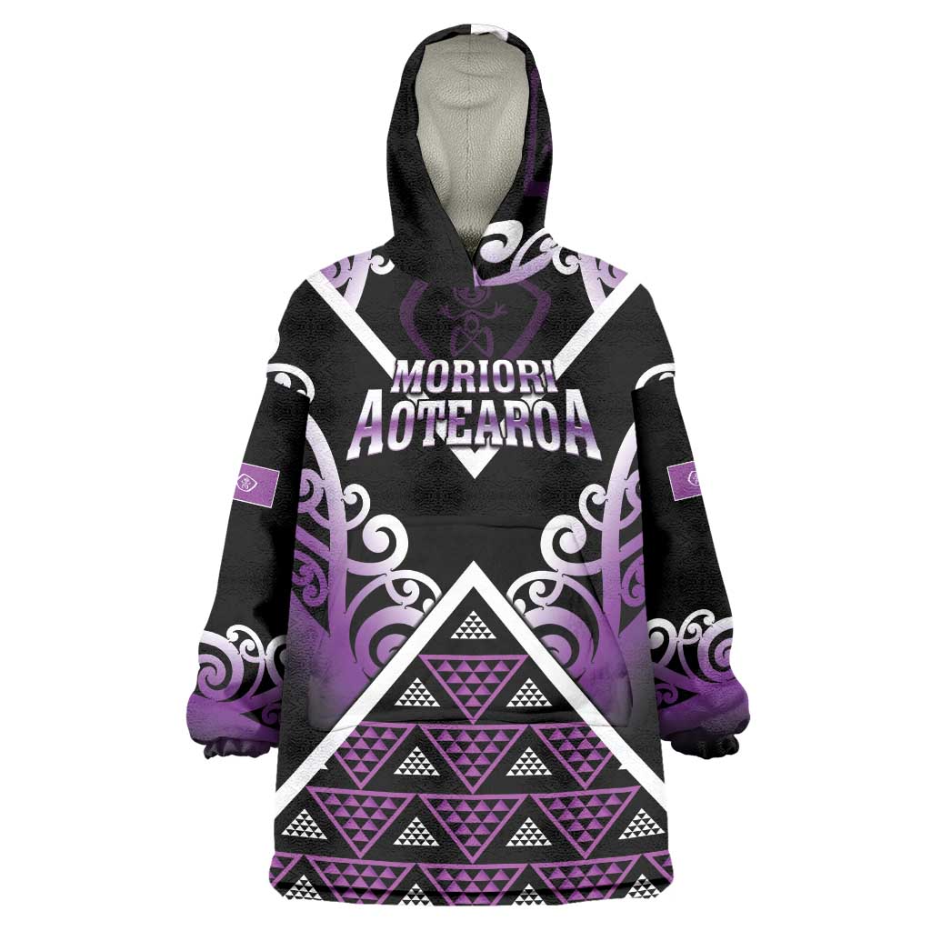 Personalised Aotearoa Moriori Wearable Blanket Hoodie Maori Pattern New Zealand - Polynesian Pride