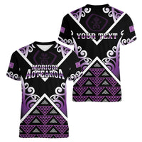 Personalised Aotearoa Moriori Women V-Neck T-Shirt Maori Pattern New Zealand LT05 - Polynesian Pride