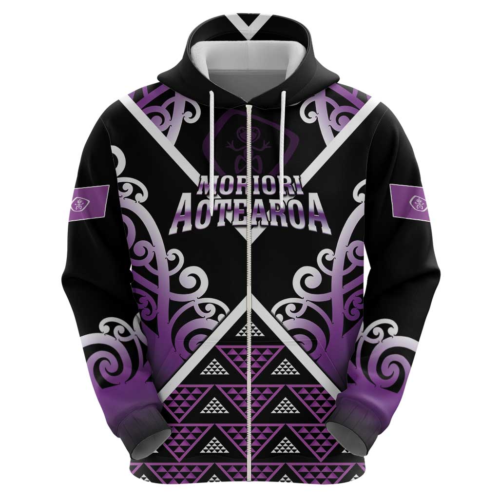 Personalised Aotearoa Moriori Zip Hoodie Maori Pattern New Zealand - Polynesian Pride